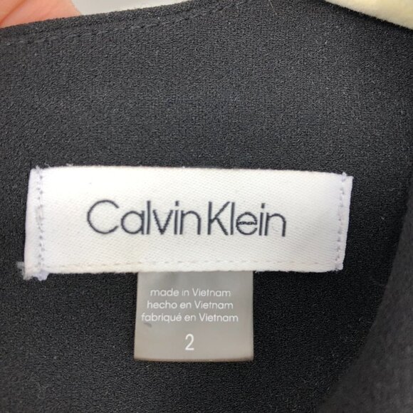 Calvin Klein Black Sheath Midi Sleeveless Dress Front Cutouts back zipup size 2 - Picture 5 of 15
